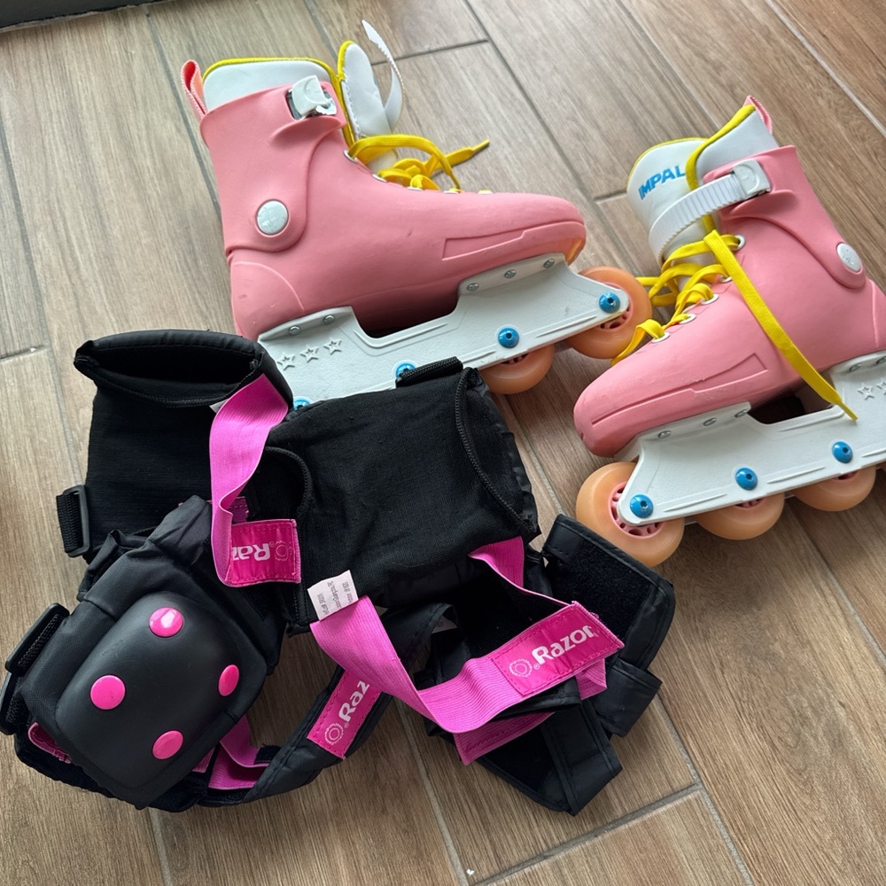 Razor Pink Roller Skates with Protective Gear Set